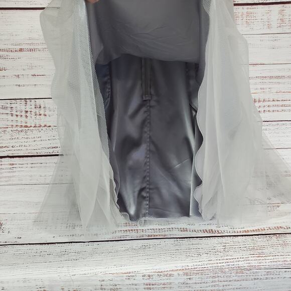 Gather & Gown Knee Length Sz 14 Bridesmaid Fairy Dress Light Gray Tulle Prom Wed - Picture 9 of 15